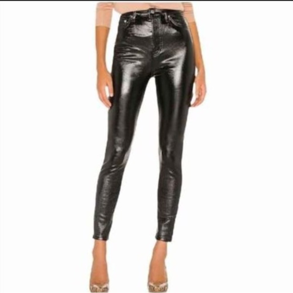 Free People  Phoenix Coated Skinny Jean Black size 27 NEW